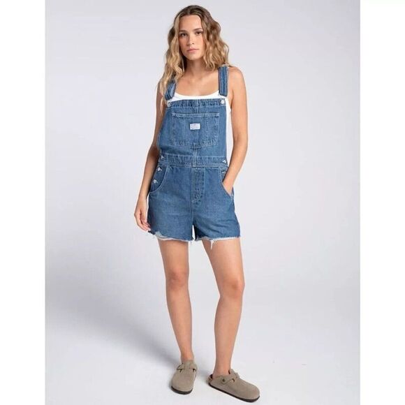 Levi's Vintage Shortalls Womens XL Mend Me Not Medium Wash 523330050 - Picture 2 of 6